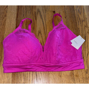 Auden Women’s Lightly Lined Bralette Adjustable Straps Pink/YE149 Size 1X NWT